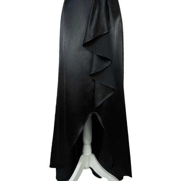 Scott McClintock Black Satin Maxi Dress Size 4 Formal Prom Wedding Cocktail - Picture 4 of 15